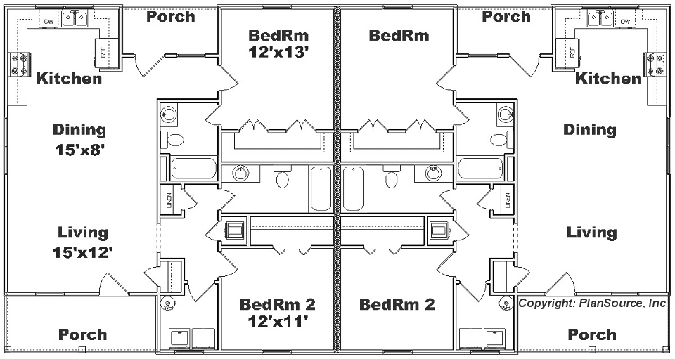 J0423-14d-B Duplex floor plan