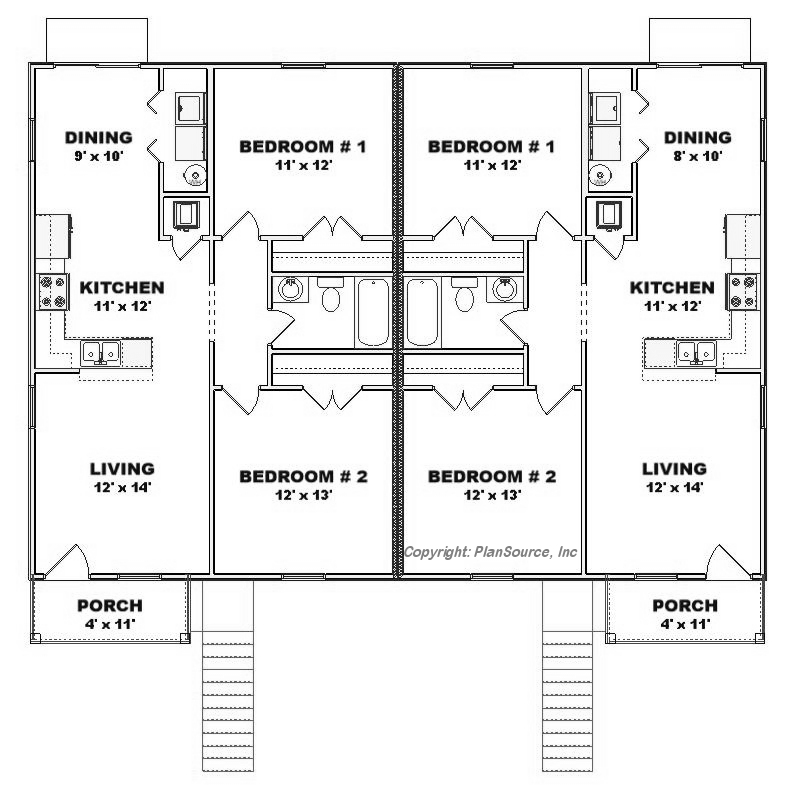 J0605-14-4B fourplex floor plan
