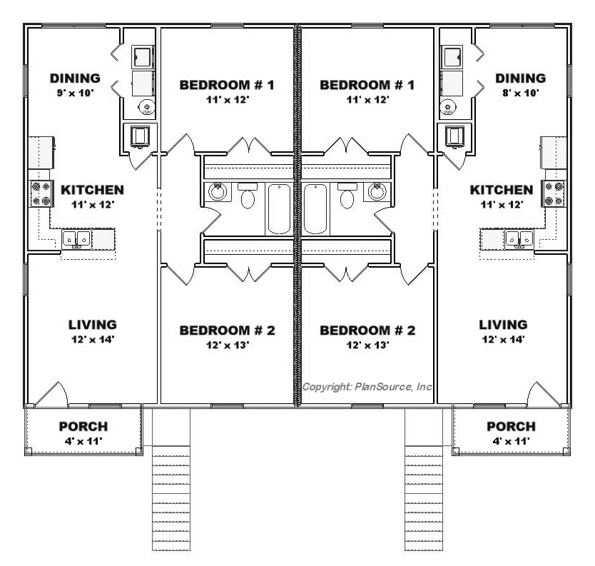 J0605-14-4B fourplex floor plan