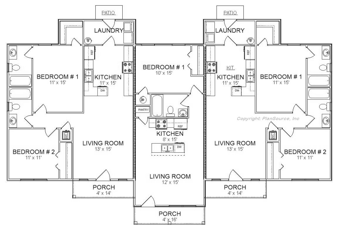 Triplex plan, J1219-24T Floor Plan