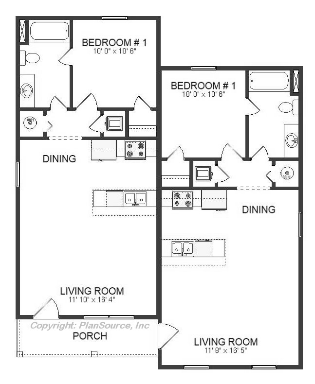 4plex floor plan, J1224-17-4